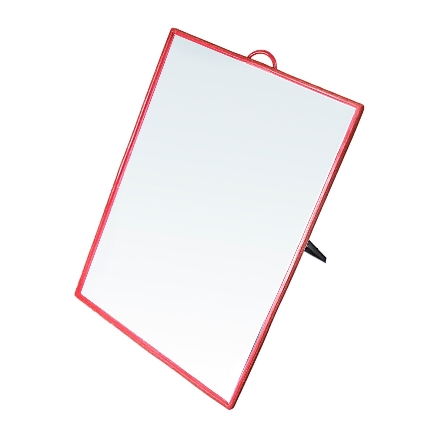 Desk Table Plastic Coloured Border Square Shaped Mirror 18cm x 24cm 0178