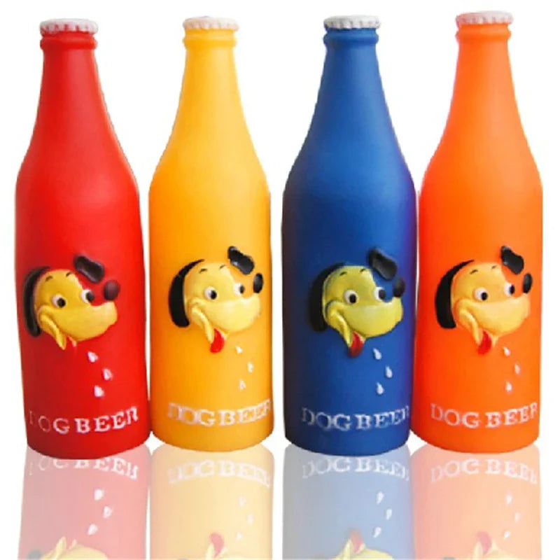 Pet Dog Toy Squeaky Dog Beer Bottle 19 x 6 cm Assorted Colours 6649 A