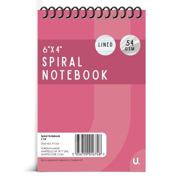Spiral Notebook 6" x 4" Pack of 3 Assorted Colours P1107
