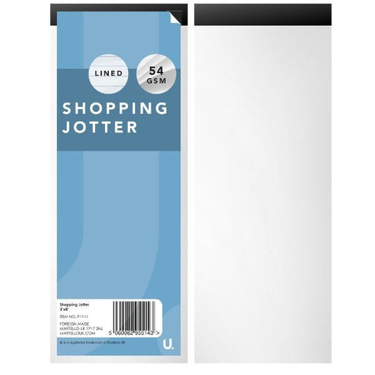 Shopping Jotter 3" x 8" Pack of 4 Assorted Colours P1111