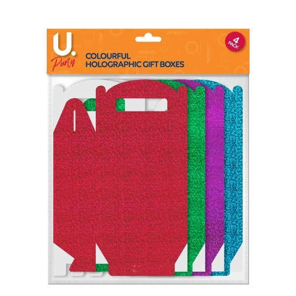 Holographic Paper Gift Box Colourful Pack of 4 P1425
