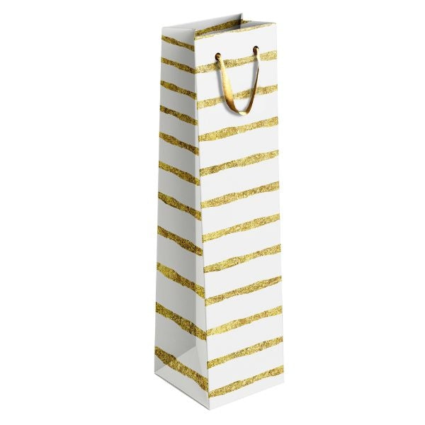 Gold / Silver Patterned Paper Wine Bottle Gift Bag 12 x 36 x 10 cm Assorted Designs P1913