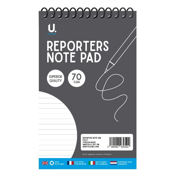 Reporters Note Pad 72 Pages 22 x 13 cm P2071