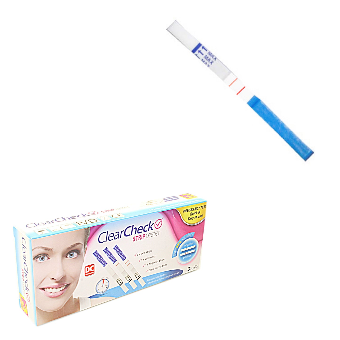 IIGEurope ClearCheck Pregnancy Strip Tester Kit Pack of 3 44690 / PREGA