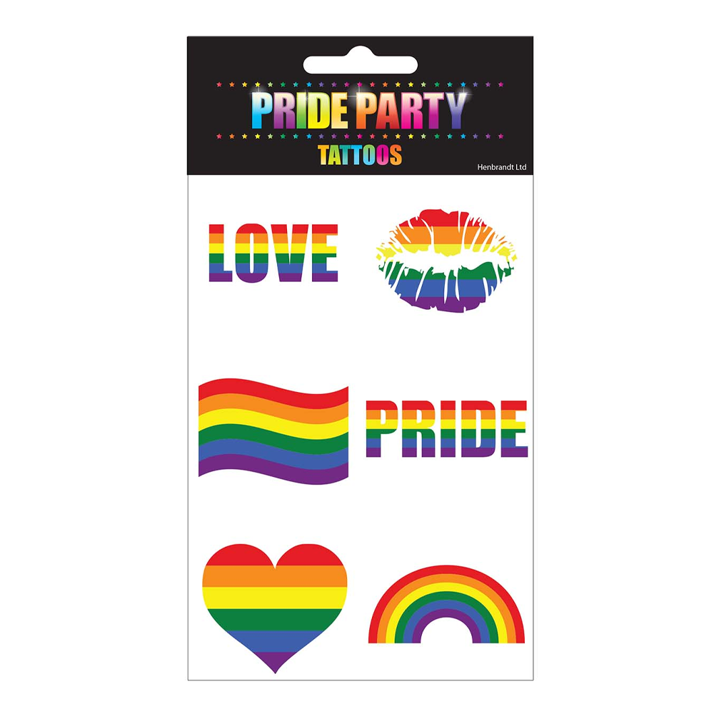 Pride Rainbow Tattoos Transfers 5x5cm (Pack of 12)