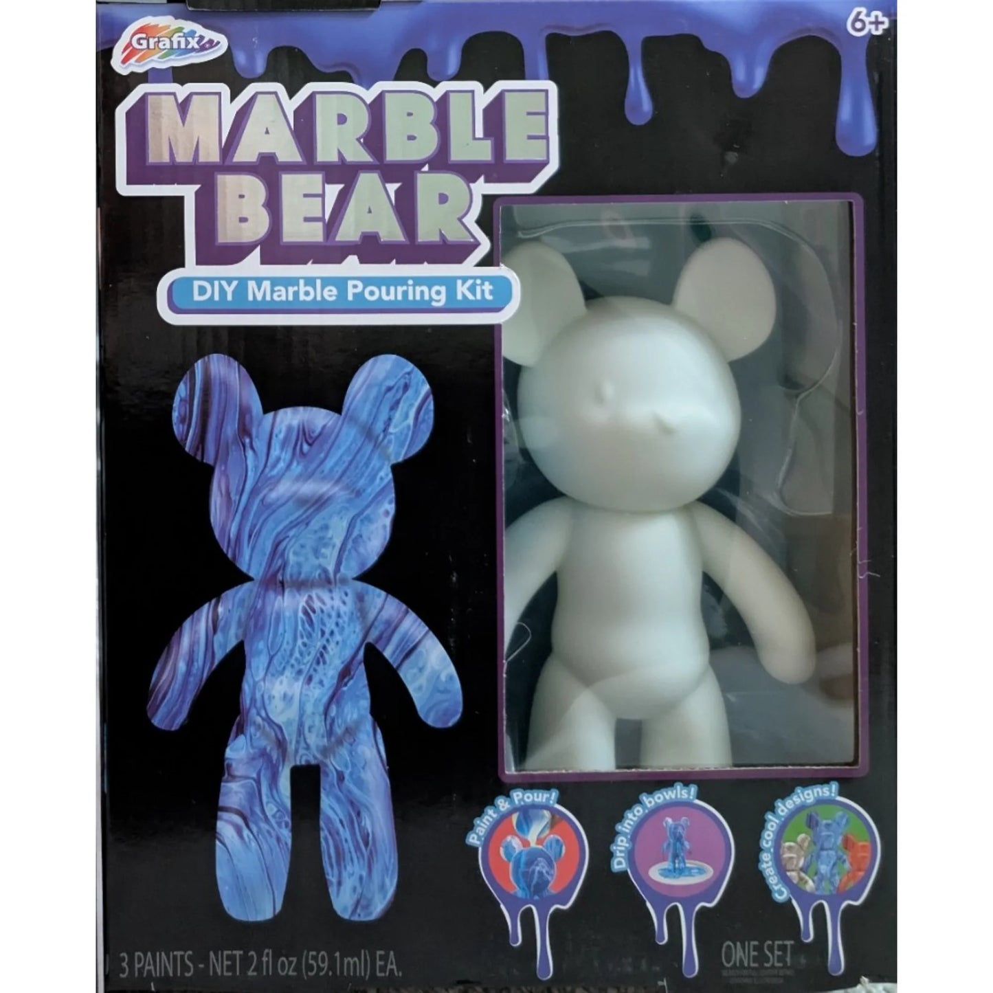 Marble Bear Creative DIY Marble Pouring Kit - 17cm - Design & Paint Your Own Bear - Blue