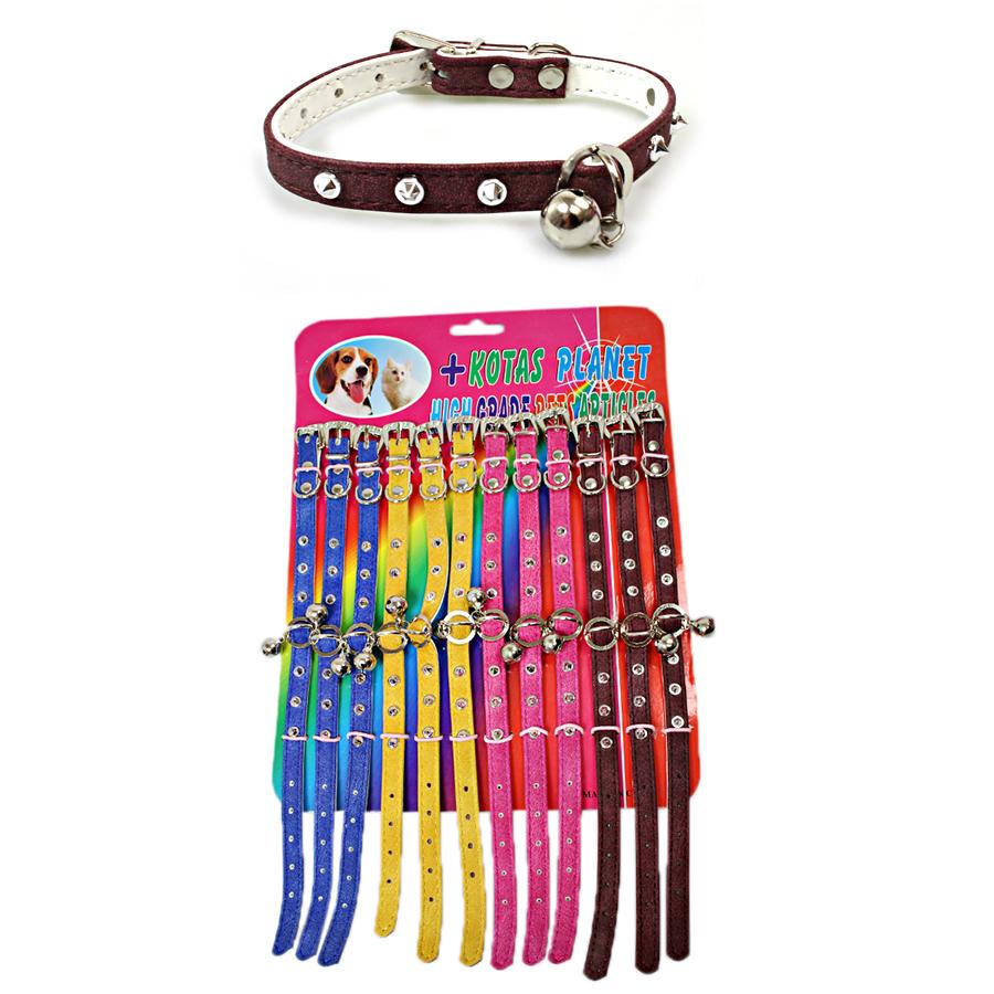 Pet Dog Puppy Cat Collar with Bell Assorted Colours 4992