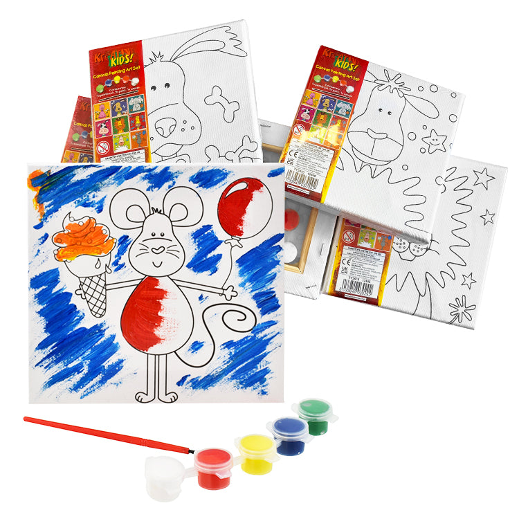 Cute Animal Painting Canvas Set ( Includes Paints )