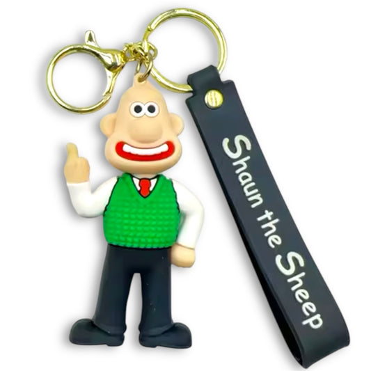 Shaun The Sheep Wallace & Gromit Wallace Style 3D Silicone Keychain Keyring Pendant