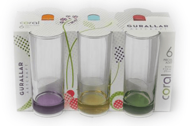 Coral Liberty Coloured Long Drinking Glasses Tumblers 295cc Set of 6 LBR320PTO
