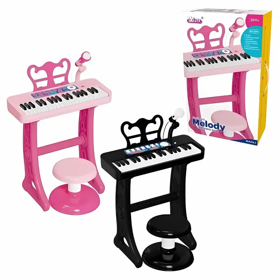 Toy Piano with Microphone for Kids Musical Fun - Pink or Black