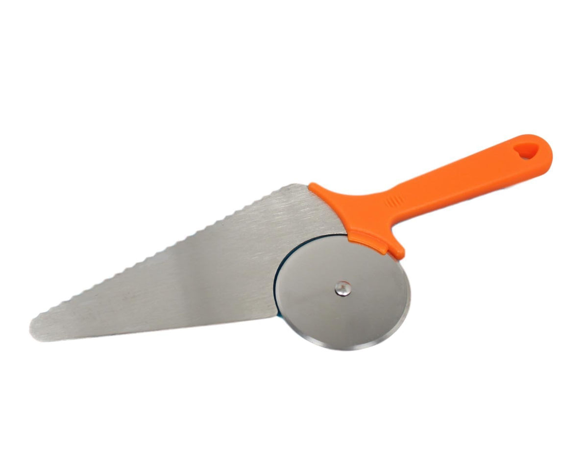 Stainless Steel 2 In 1 Pizza Cutter Slice Service With Plastic Handle
