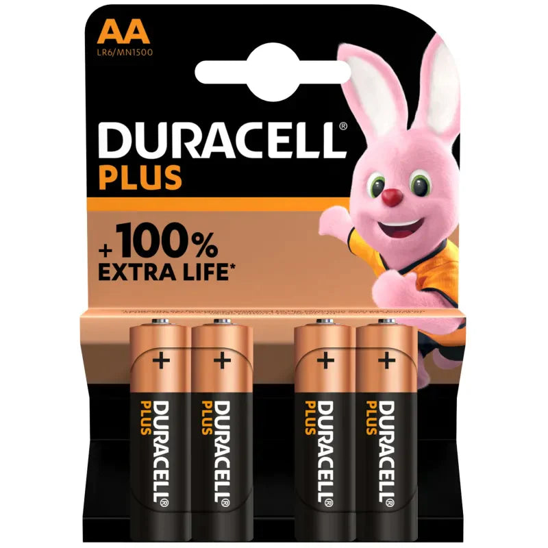 4x Duracell Plus AA Batteries LR6 Non Rechargeable 2241 / MN1500B4PLUS A
