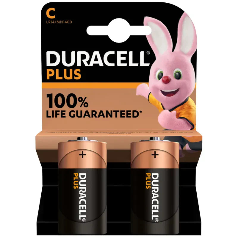 2 x Duracell C Batteries LR14 / MN1400 Plus Power Non Rechargeable 2469 A