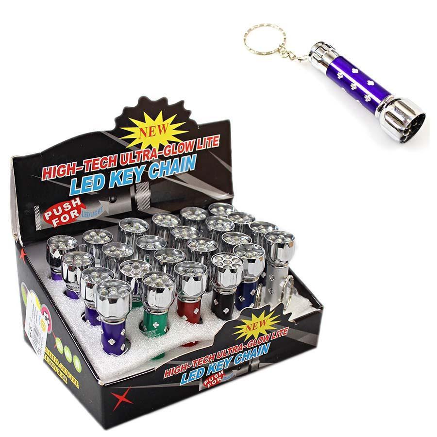 Portable LED Mini Flashlight Torch Aluminium Keyring Assorted Colours 0532
