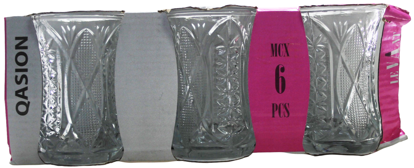 Qasion2 6Pc Set Designed Tea Glass 82ml T 5.60 H 8.20cm 0188