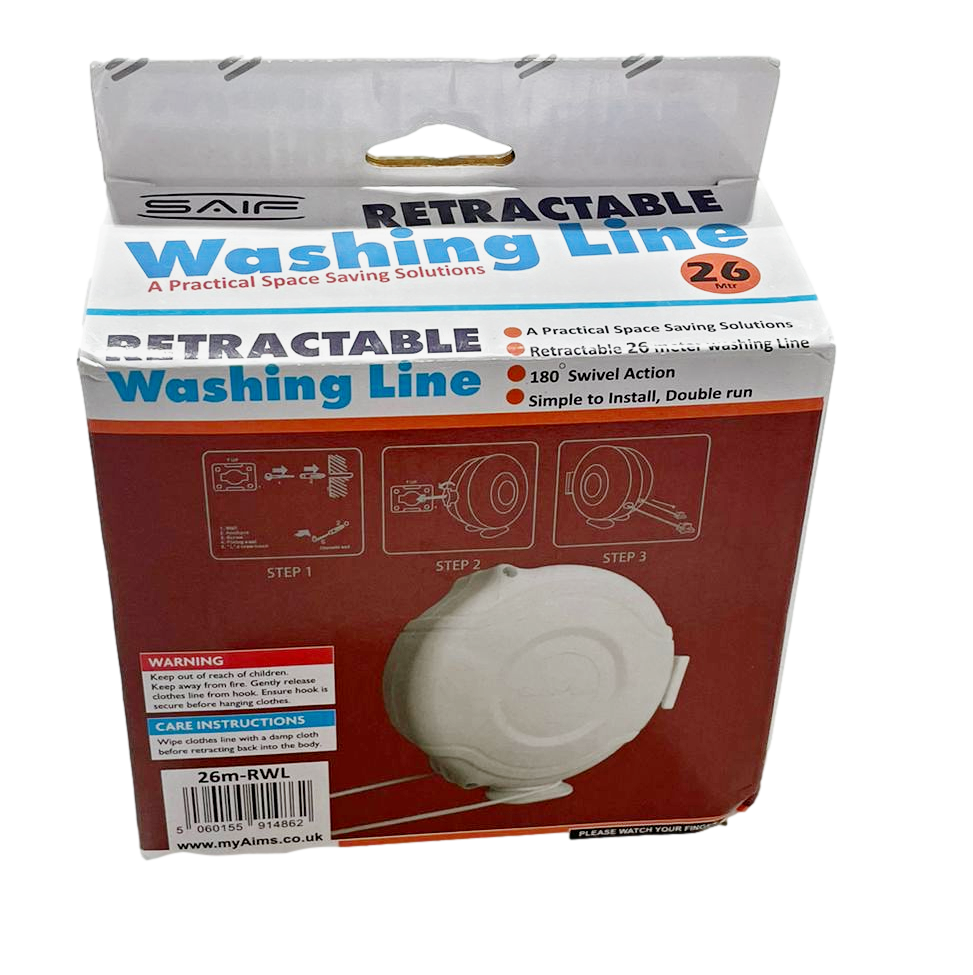 Outdoor Retractable Washing Line Reel Double Line 26 Metre 14862