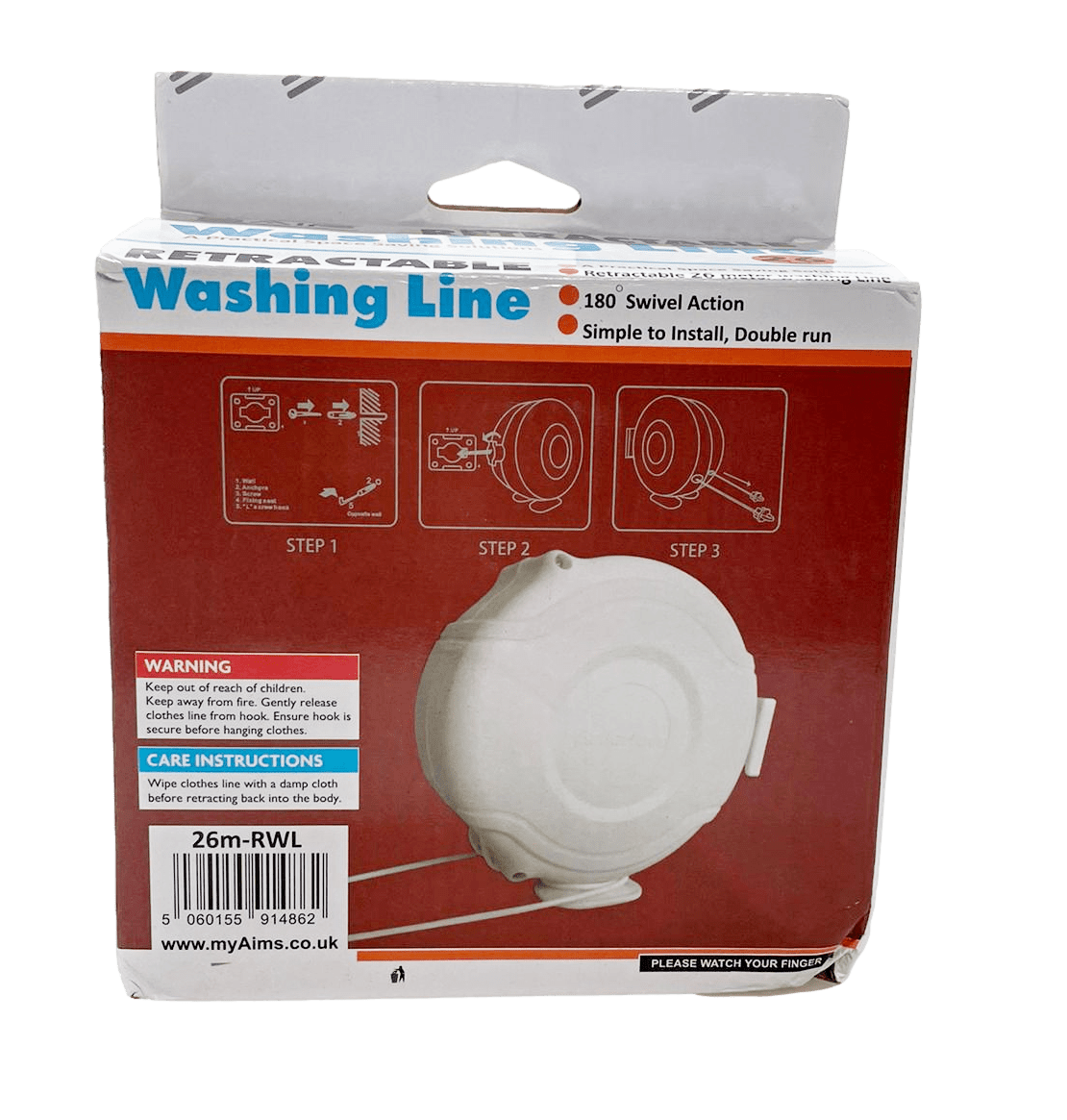 Outdoor Retractable Washing Line Reel Double Line 26 Metre 14862