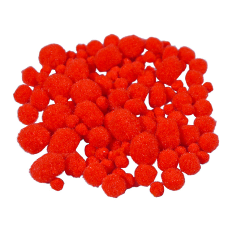 Red Craft Pom Poms Small x 100