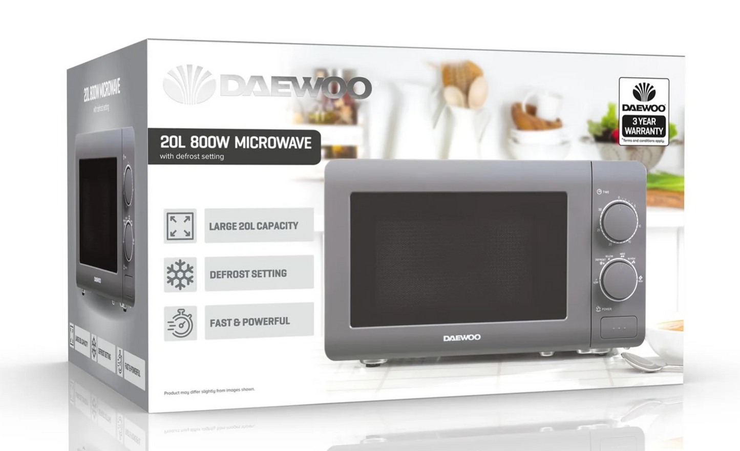 Daewoo Manual Microwave 20L Capacity 800W Grey SDA1961
