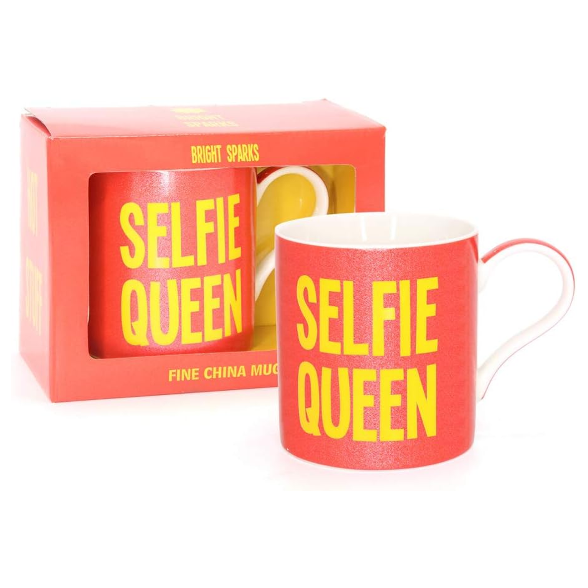 Selfie Queen Mug Gift Set Coffee Tea Mug Red Fine China Microwave Safe