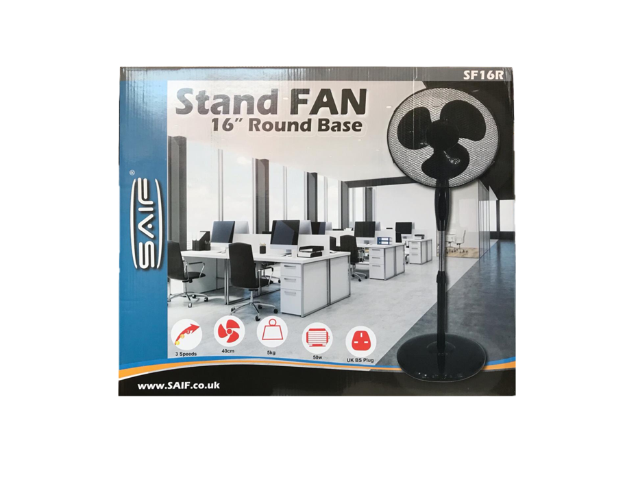 SAIF 16" Stand Fan Round Base Black SF16R/F16R