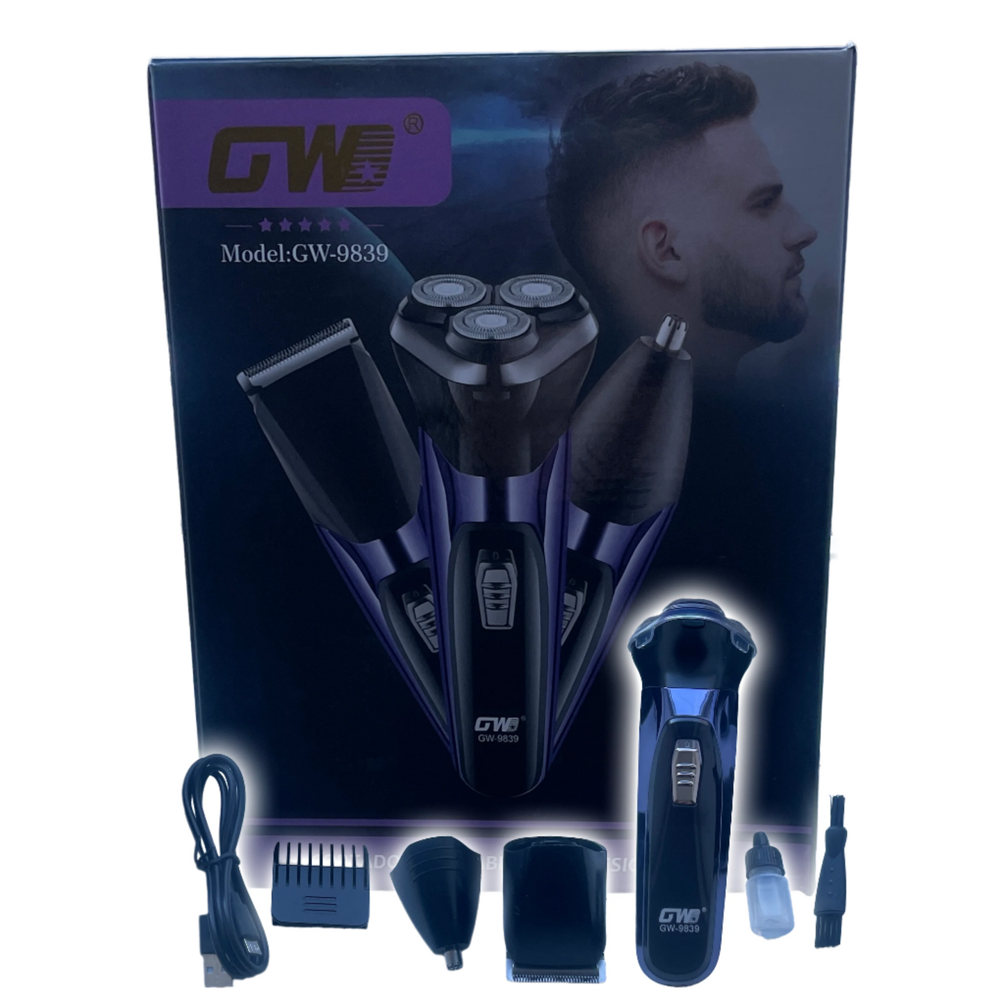 3 in 1 Hair Shaver Trimmer with Clipper & Nose Trimmer - USB Charging