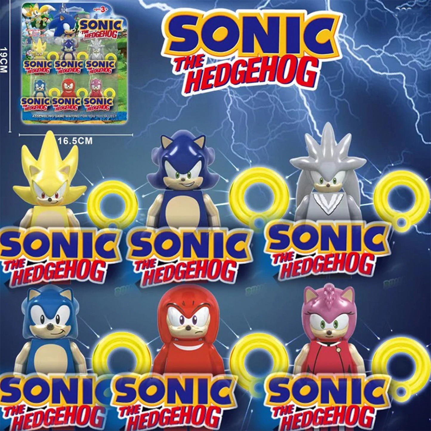 Sonic & Friends Style Mini Figures Building Blocks Accessories 6 Pack