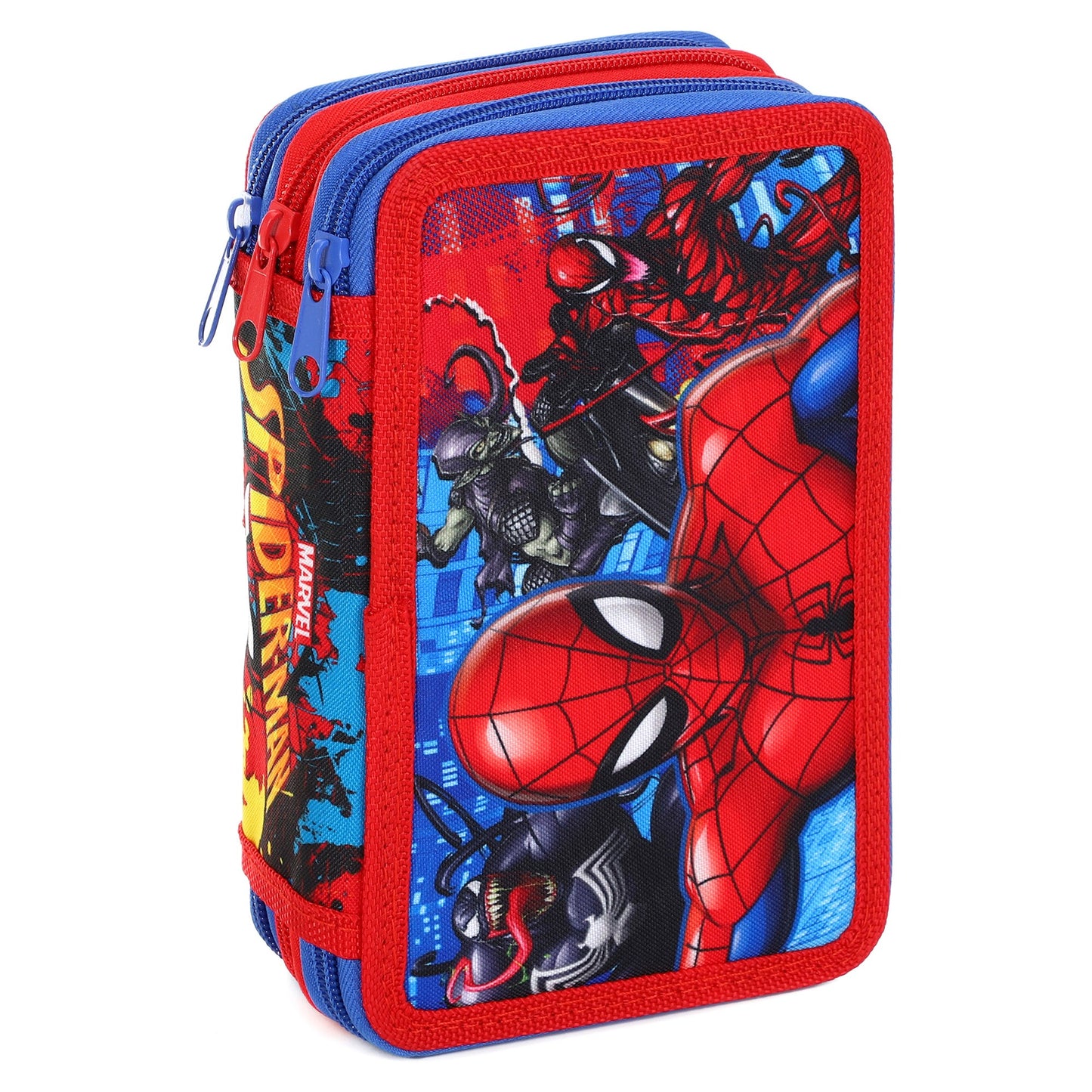 Spiderman Style Jumbo Pencil Case & Stationery Set with 3 Zip Divider