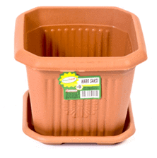 N0. 4 Plastic Square Plant Indoor Outdoor Garden Plant Pot with Base 19 x 19cm H3357