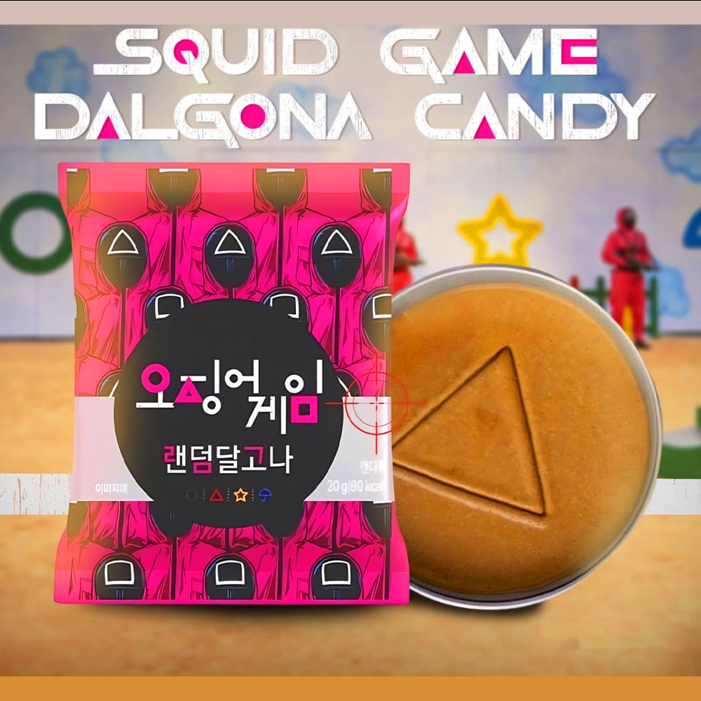 Squid Games Dalgona Cookie Game Challenge and Tin