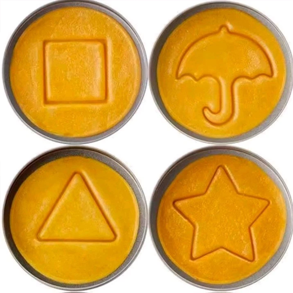 Squid Games Dalgona Cookie Game Challenge and Tin
