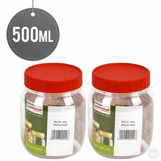 Plastic Kitchen Pet Food Storage Jar 500 ml Pack of 2 ST00098