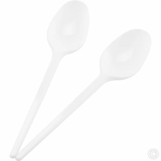 Reusable White Plastic Spoons Pack of 60 White ST80500