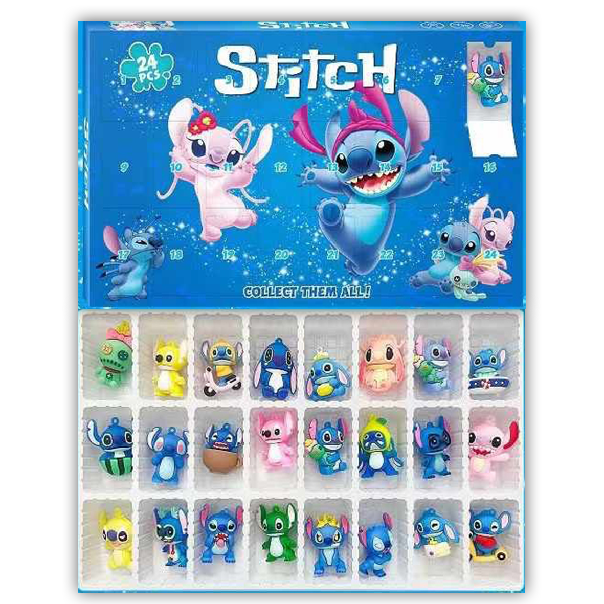 Stitch Advent Calendar Reward Box includes 24 Toy 3D Character Figures
