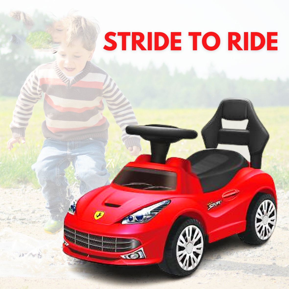 Ride On Walk on Car Stride-to-Ride - Red With Sound & Lights