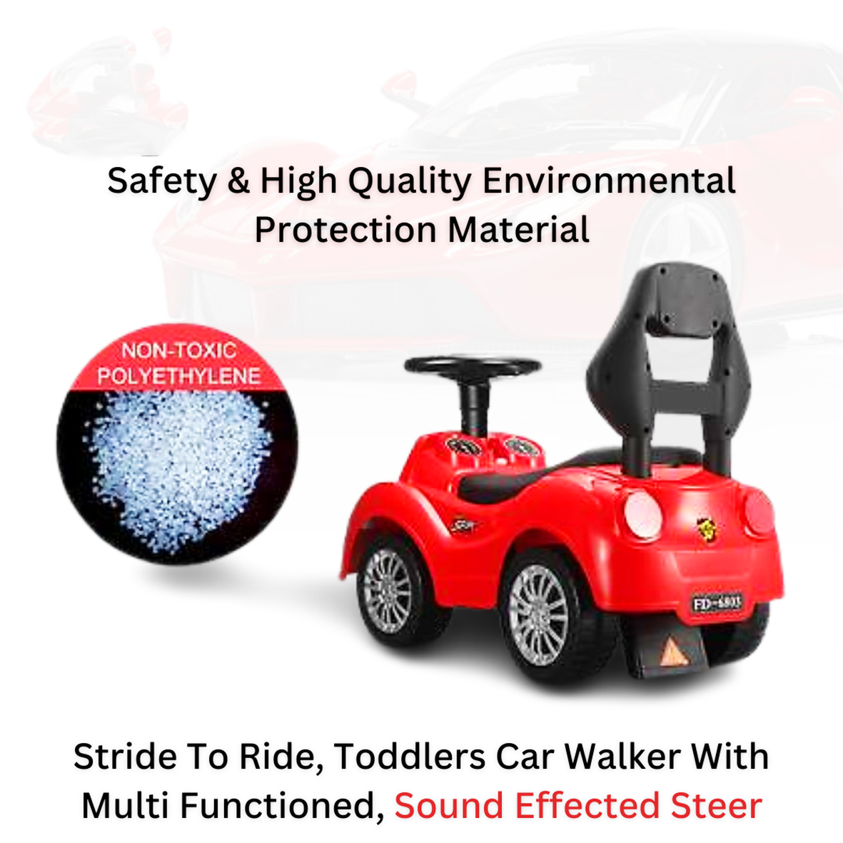 Ride On Walk on Car Stride-to-Ride - Red With Sound & Lights