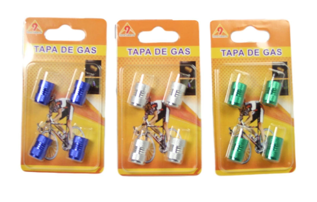 Bike Bicycle Metal Screw On Gas Caps Pack Of 4 Assorted Colours