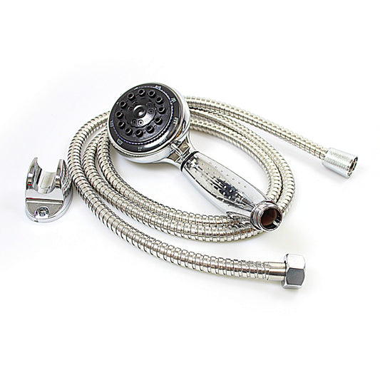 Shower Head With 1.8M Flexible Shower Hose Pipe Chrome Bathroom Set Black 0553