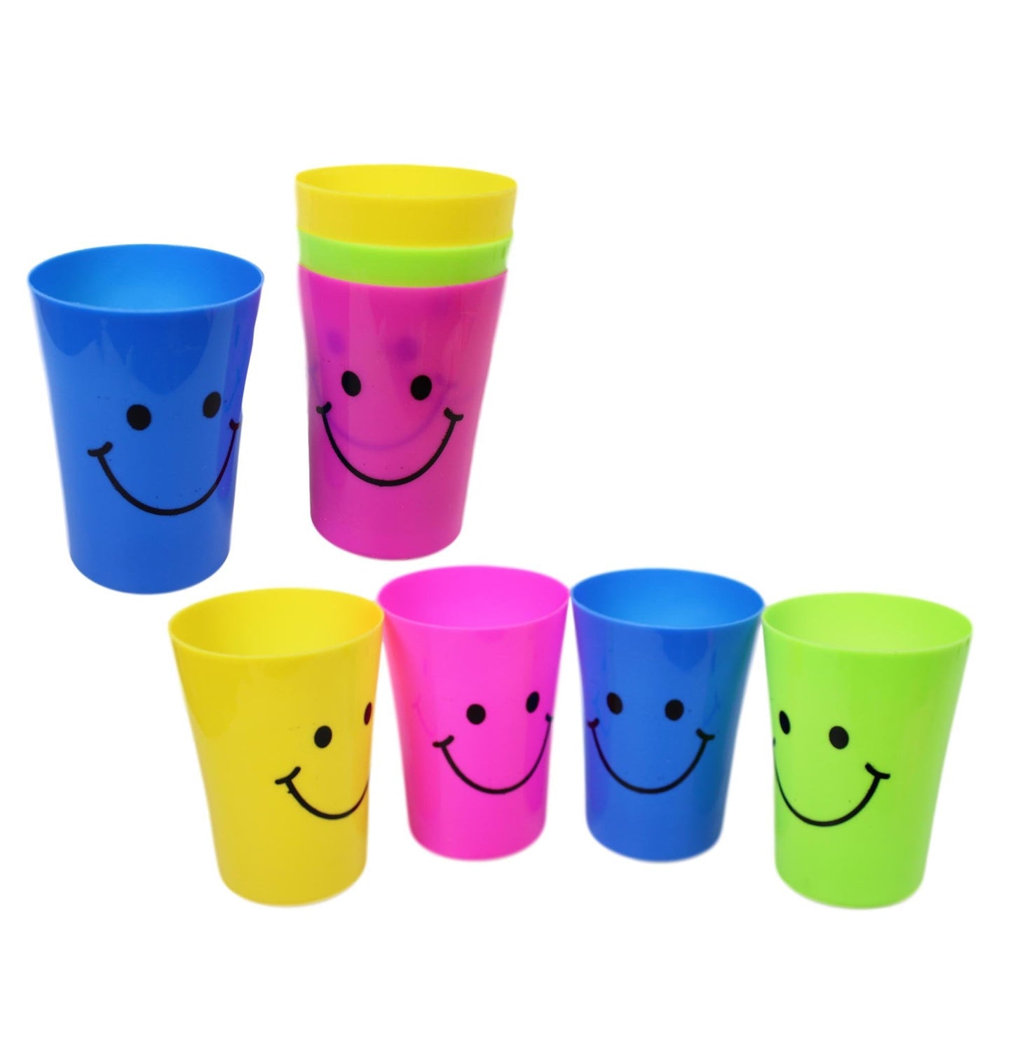 Plastic Smiley Face Glasses Cups Pack of 4 0439