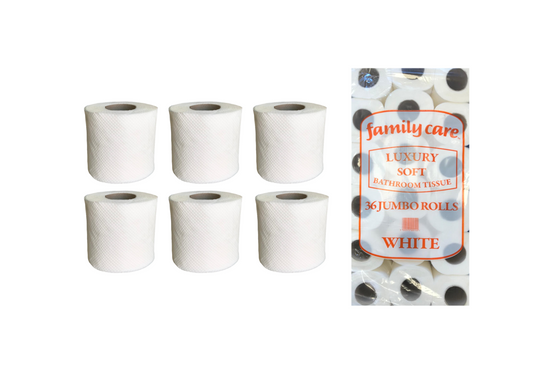Bathroom Tissue Toilet Roll Family Pack of 36 Rolls 2ply White 0122 / TR1