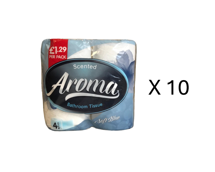 Aroma Bathroom Tissue Toilet Roll Scented Soft Blue Pack of 4 White AT114 / TR2