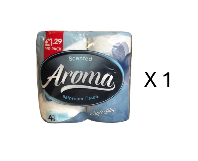 Aroma Bathroom Tissue Toilet Roll Scented Soft Blue Pack of 4 White AT114 / TR2