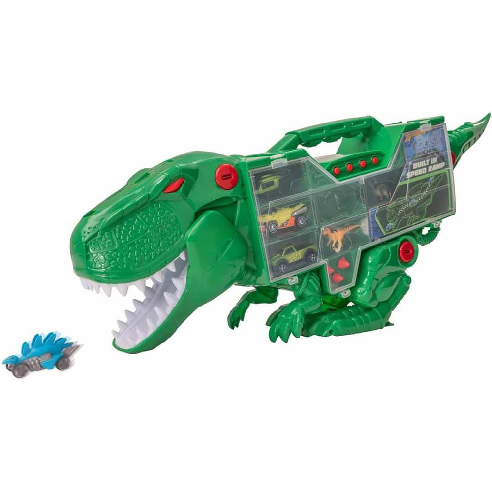 T-Rex Transporter Carry Case with Cars Teamsterz Beast Machines Playset