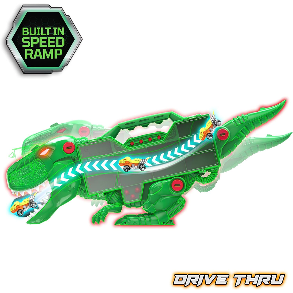 T-Rex Transporter Carry Case with Cars Teamsterz Beast Machines Playset