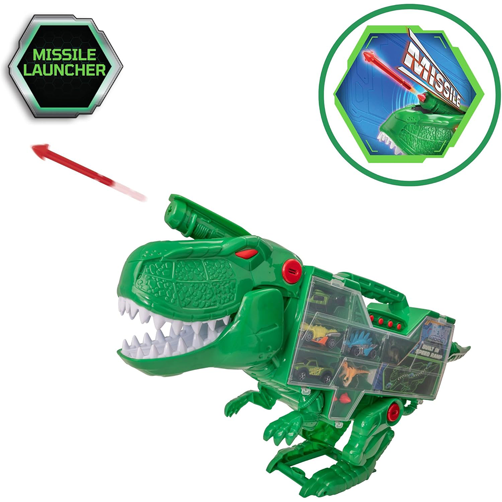 T-Rex Transporter Carry Case with Cars Teamsterz Beast Machines Playset