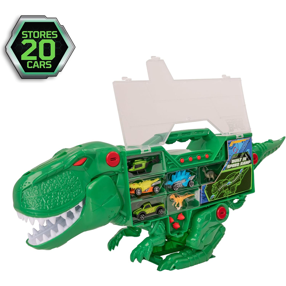 T-Rex Transporter Carry Case with Cars Teamsterz Beast Machines Playset