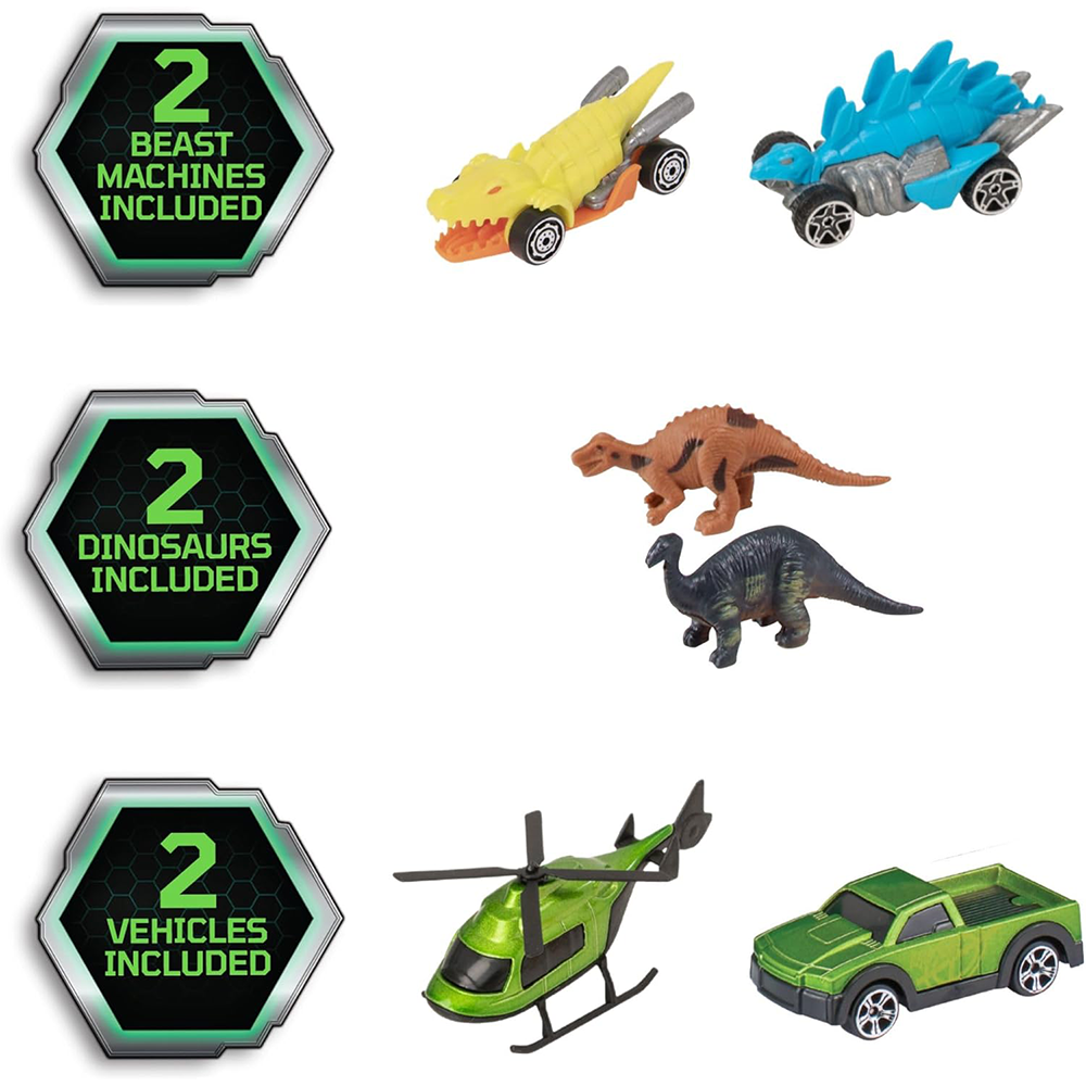 T-Rex Transporter Carry Case with Cars Teamsterz Beast Machines Playset