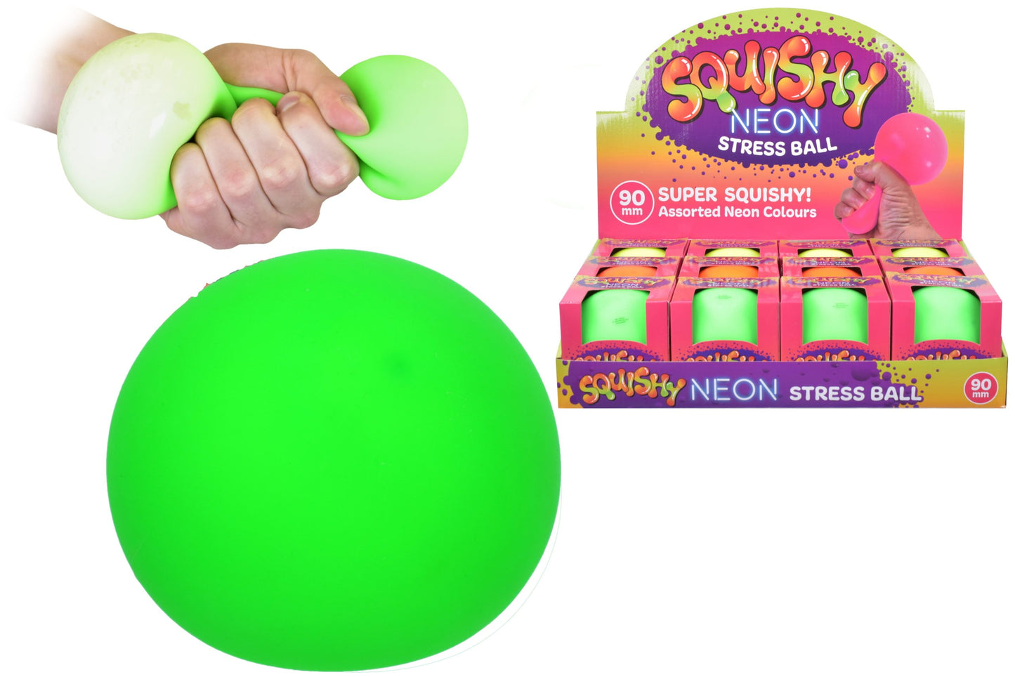Jumbo Neon Squishy Stress Ball ( 90mm )