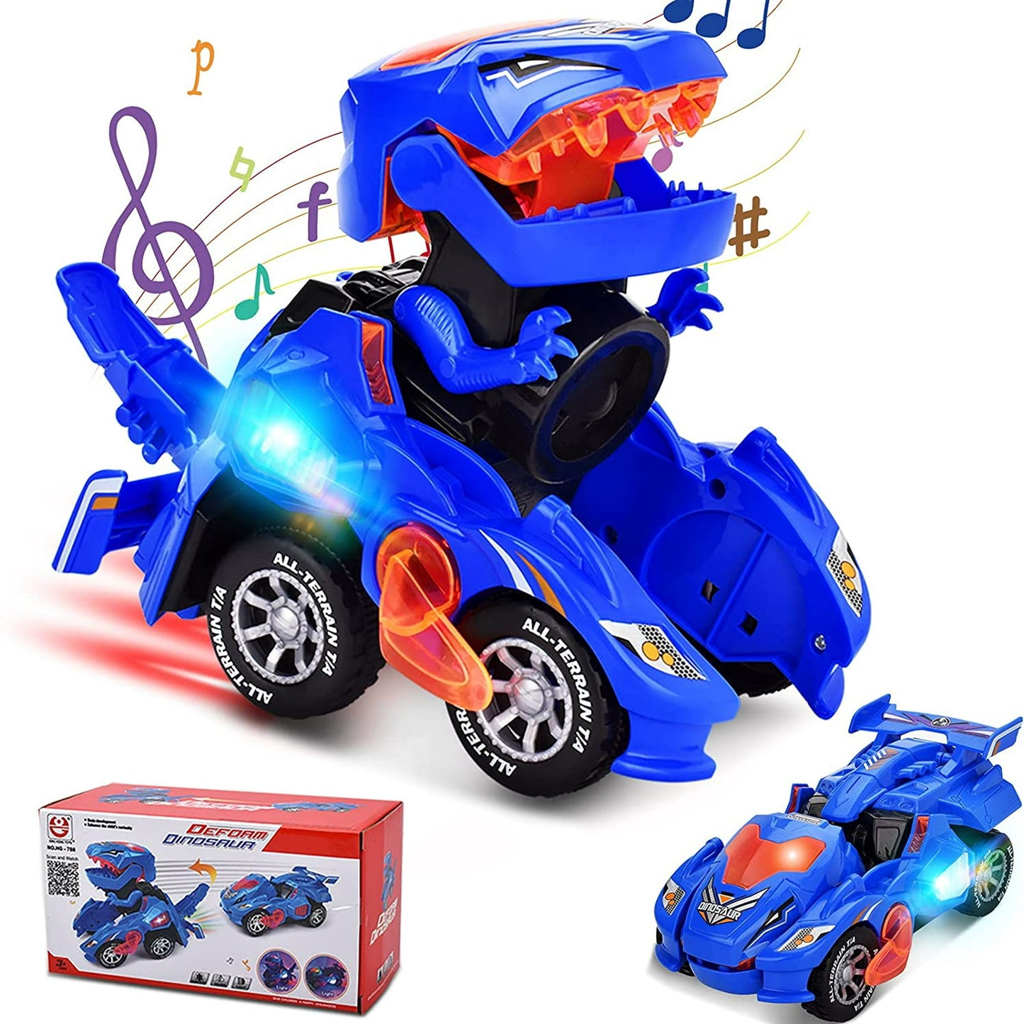 Dinosaur Transforming CarTransforming Dinosaur Deformation Robot with Lights &